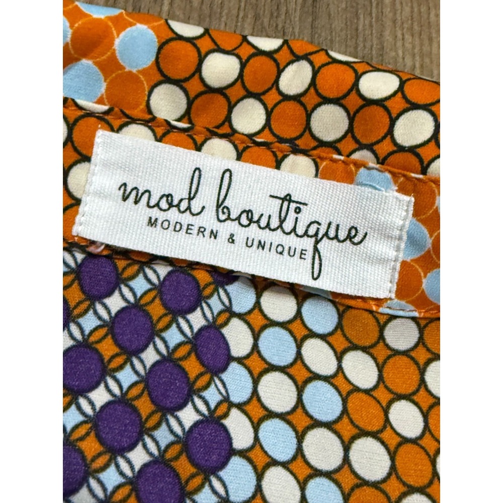 Mad Boutique Shirt Womens XL Orange Purple Black Blue Long Sleeve Button Up - Picture 5 of 10